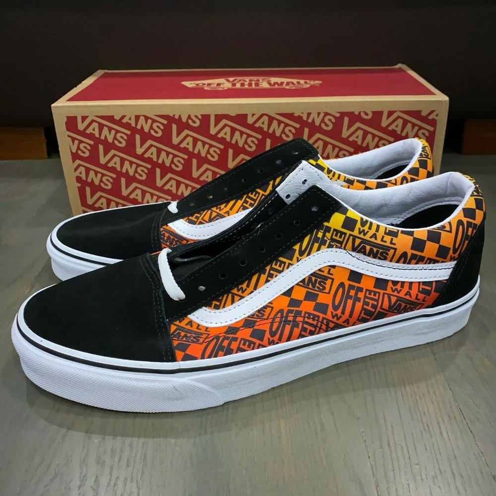 Vans Old Skool Logo Flame Orange Black Low Top